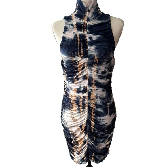 NWT Torn By Ronny Kobo Kit Dress In Indigo Combo Bodycon Mini $168 - Picture 5 of 10
